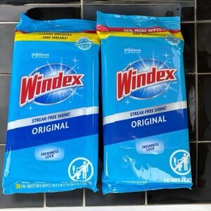 Windex Original Glass Surface Wipes 38 Count Pack of 2 Streak-Free Shine